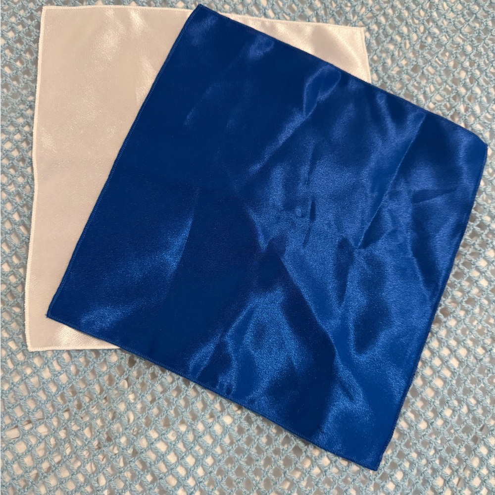 Blue and White Satin Handkerchief Set